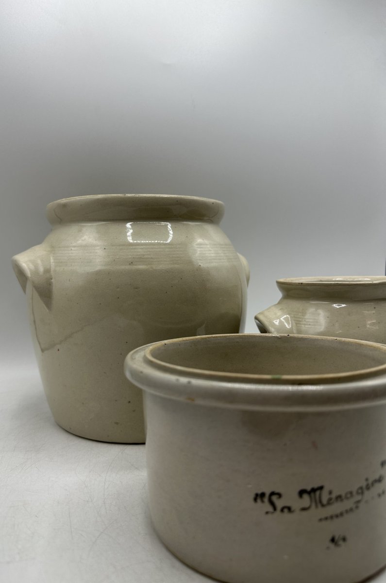 Trio de pots anciens en grès – Image 4