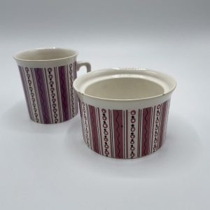 Tasse et ramequin Villeroy & Boch  frise rose et violette